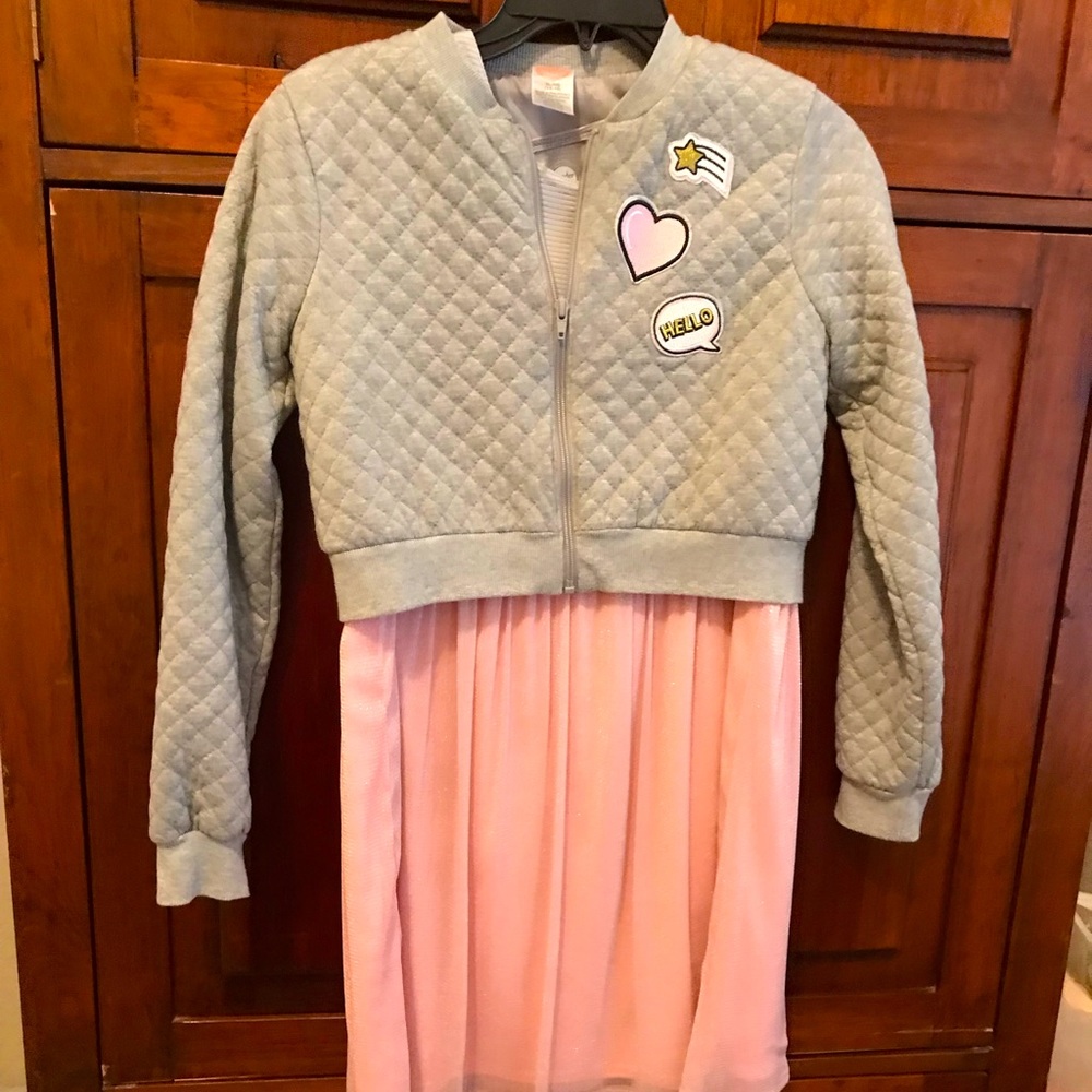 Girls 14/16 pink and grey dress with jacket